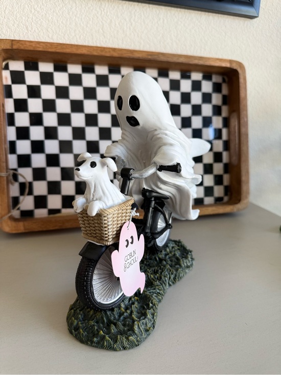 Other - White Ghost Figurine Riding Bicycle with Dog in Basket